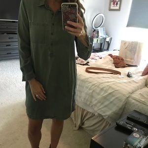 Old Navy green khaki shirt dress size medium